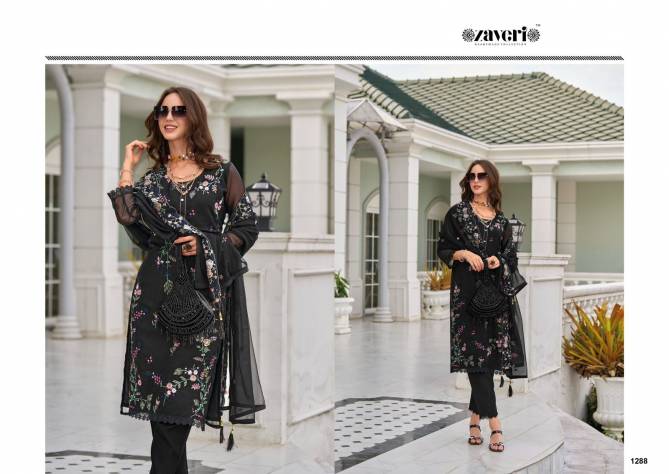 Black And White Zeeya By Zaveri Embroidered Wedding Wear Readymade Suits Wholesale Market In Surat